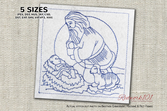 Santa with Baby Jesus Redwork Embroidery Review